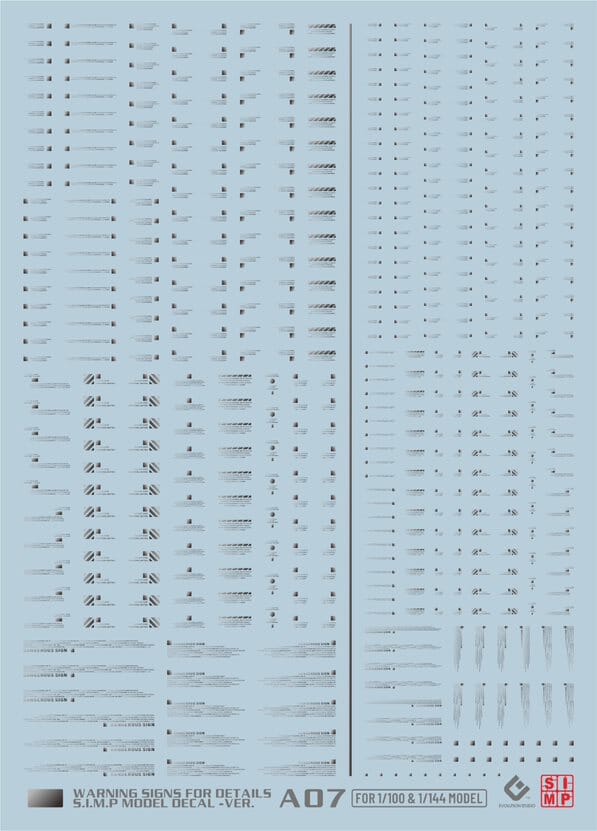 A07-2 General Caution Sign Metallic Silver Decal Sheet